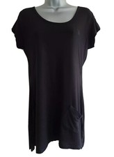 PLAYBOY Womens Black Cap Sleeved Stretchy Viscose Jersey Tunic Top. UK 10, US 6.