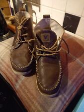 Vgc Lyle&Scott Mens Moccasin Leather Boots Leather Laces Brown Uk10/44 Moc Toe