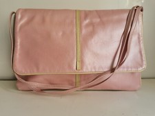 BILL AMBERG DESIGNER WOMENS METALLIC PINK LEATHER TOTE SATCHEL SHOULDER HANDBAG