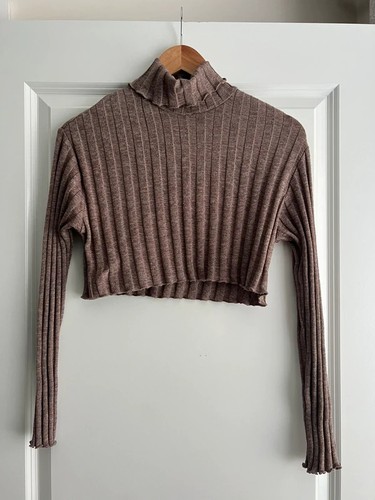 Zara brown ribbed crop top - brown,
