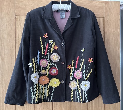 Indigo moon embroidered button - moon,