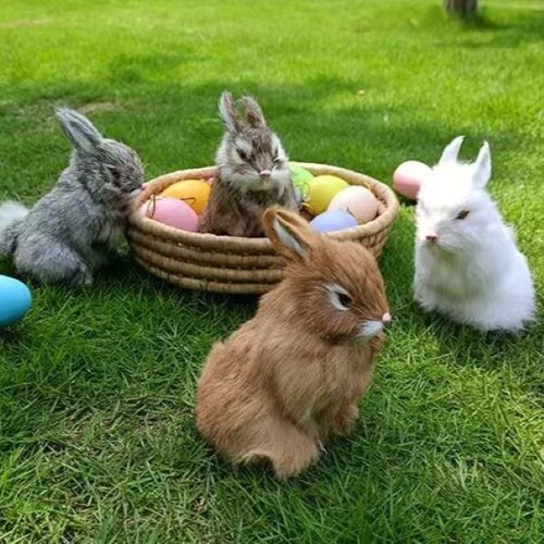 4pcs realistic plush rabbit - realistic,
