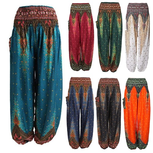 Peacock feather harem pants - feather,