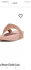 FitFlop Womens LULU Rose Gold Glitter Toe Post Leather Sandals