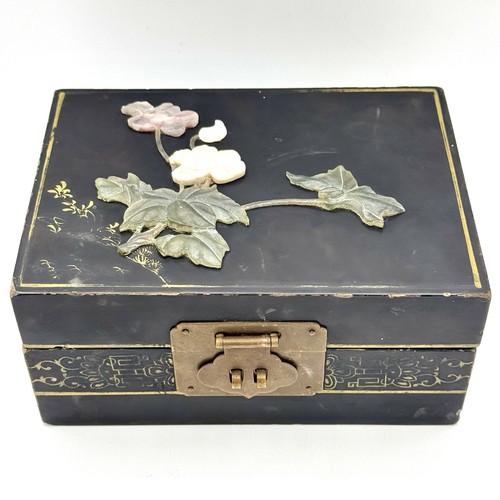 Vtg black lacquer - jewelry, box