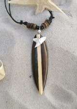 Shark tooth brown wooden - shark,