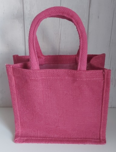 Dark pink small jute gift - small, bag