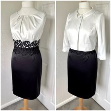 Debenhams Collection Black Ivory Pencil Dress Suit Size 12 BNWT RRP £140 - S168