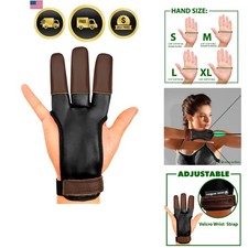 Archery Glove Three Finger Protective Leather Bow Hunting Target Practice