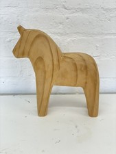 Ikea Large Unpainted 27cm Dala Wooden Horse Figurine Swedish Folk Art Vintage 