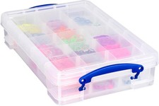 Really Useful Box Plastic Storage 4 Litre Clear with 2 x Hobby Trays