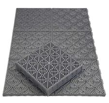 Interlocking Plastic Garden Tiles Nonslip Lawn Paving Walkaway Patio Tiles Grey
