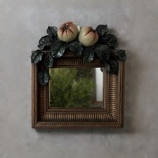 Vintage Framed Mirror in Antique Style - Plaster Fruit & Vine Ornament by N.Read