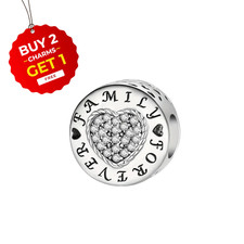 Family Forever Bead Charm S925 Sterling Silver  for Women