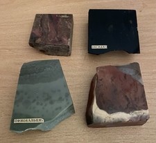 Vintage Soviet Polished Mineral Samples Obsidian Jasper Ophiocalcite Rhodonite