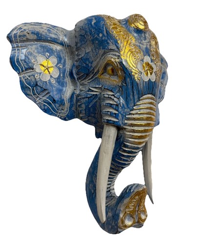 Wooden carved elephant head - wooden,