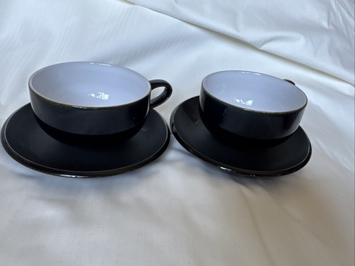 Pair denby jet black cups - pair, of