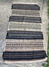 Vintage 1960's Turkish striped woven Kilim rug Afghan Middle Eastern 54" x  26"