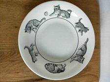 Staffordshire Pottery Pasta Soup Bowl White With Cats Design Vintage Tableware 