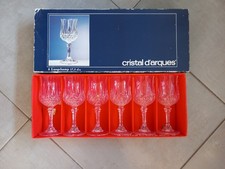 Cristal d'arques 6 Longchamp 17.5cl Lead Crystal Wine Port Glasses Vintage 1970s