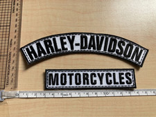 Harley Davidson Patch Black White Top Rocker Motorcycle Biker Motorbike