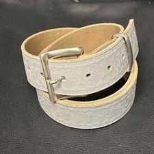 Grey Celtic Pattern Real Saddle Leather Belt W Buckle 40mm Hand Made V37