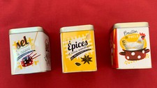 THREE FOOD STORAGE TINS /