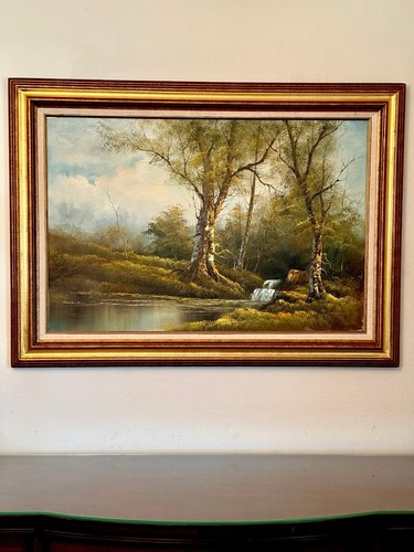 Framed landscape oil - framed,