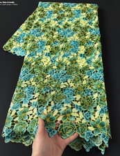 Teal and Yellow Guipure Lace