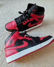 Air Jordan 1 Mid Banned ‘Bred’ Retro Trainers UK 9.5 US 10.5