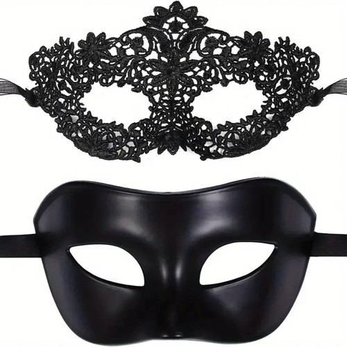 Black lace masquerade - black, masks