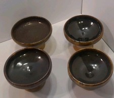 A Set Of 4 Terry Davies,Cooper Pottery Sorbet Dishes Stoneware/ Deep Brown Glaze