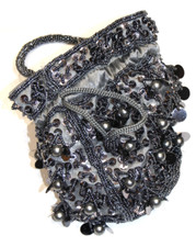 Beautiful pewter/grey beaded and sequined evening bag/purse - new without tags