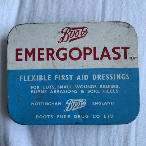 Vintage tin boots emergoplast - tin,