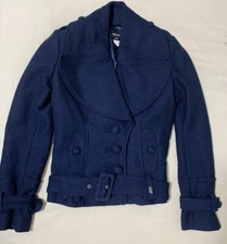 MISS SIXTY WOMENS LAMBS WOOL WIDE LAPEL SMART COAT IN NAVY SIZE SMALL S
