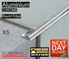 5 Pack Chrome Tile Trim Straight Edge or Round Edge Aluminium 8,10 & 12mm