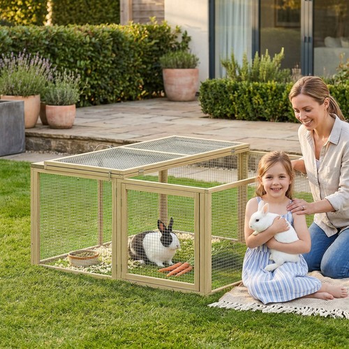 Pawhut rabbit hutch folding - pawhut,