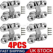 4X Invisible Cross Hinge Hidden Concealed Cabinet Cupboard Door Wooden Boxes UK