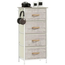 HOMCOM Fabric Chest of Drawers, 4 Drawer Dresser for Bedroom, Natural Wood