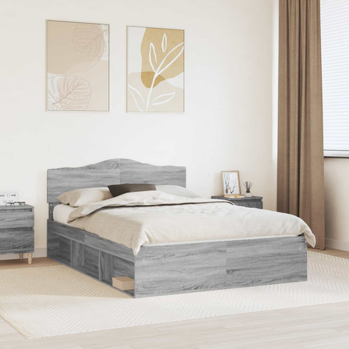 Bed frame grey sonoma european - bed,