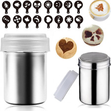 Chocolate Shaker Duster Cappuccino Coffee Barista Stainless Steel Stencil Shaker