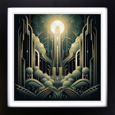 Stream Art Deco Framed Canvas