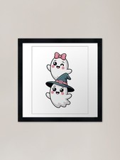 Cute Kawaii Ghosts with Witch