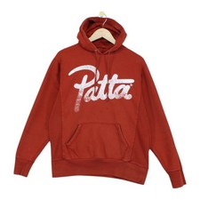 Patta Hoodie Mens Size L Orange Graphic Pullover Regular
