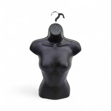 Black Female Hanging Half Body Mannequin Form 660mm Matt Plastic Display Torso