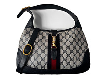 Vintage Gucci navy Guccissima print 1961 Jackie Hobo with extender Medium