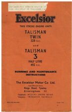 EXCELSIOR 328cc TALISMAN TWIN  492cc TALISMAN 3 ENGINE 1958 INSTRUCTION HANDBOOK