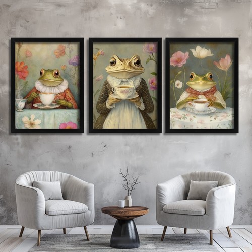 Victorian frog tea party - victorian,
