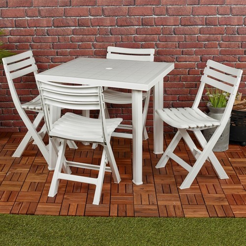 White plastic dining set for - white,