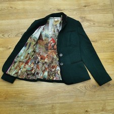 Ted Baker Blazer Jacket Womens 2 10 UK Green Jeweled Collar Wool Evening Party